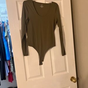 nuuds Olive Green Long Sleeve Bodysuit